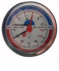 Термоманометр аксиальный Sanlux Termo (? 80, 1/4", 10 бар, 0-120°C)